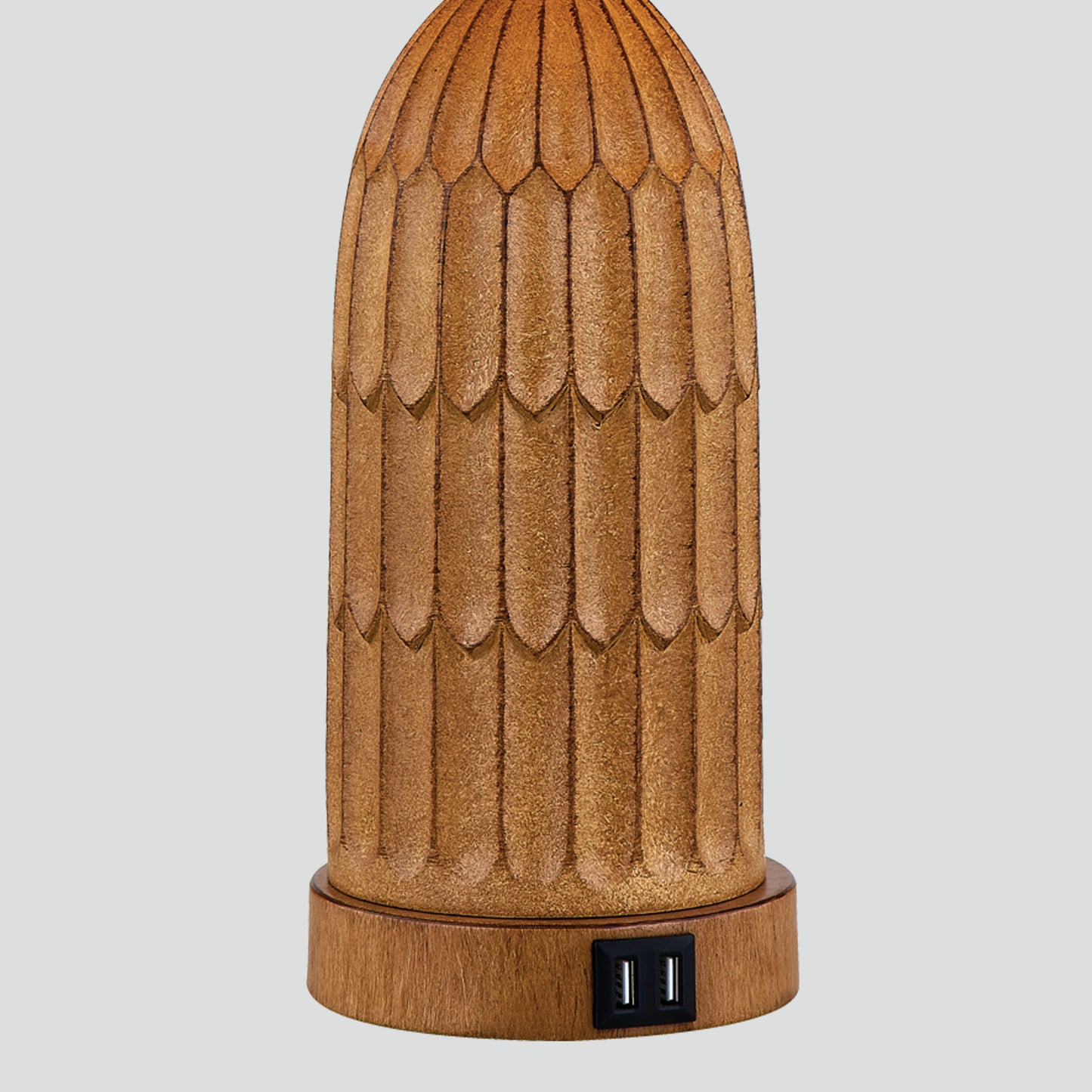 Cinkeda Twinset Brown Resin Table Lamps + USB Ports + Touch-sensitive 3-Way Dimmable Switch
