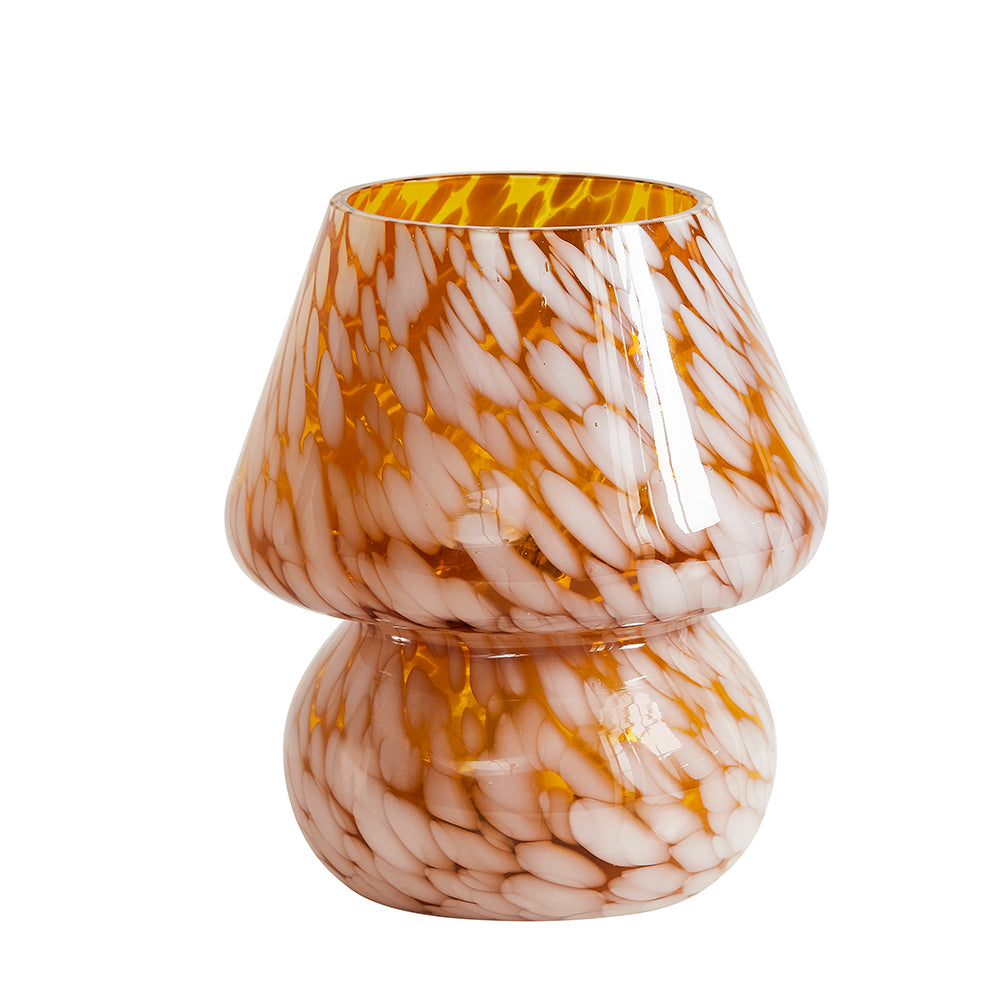 Versatile Amber Glass Table Lamp with Effortless Dimming Control