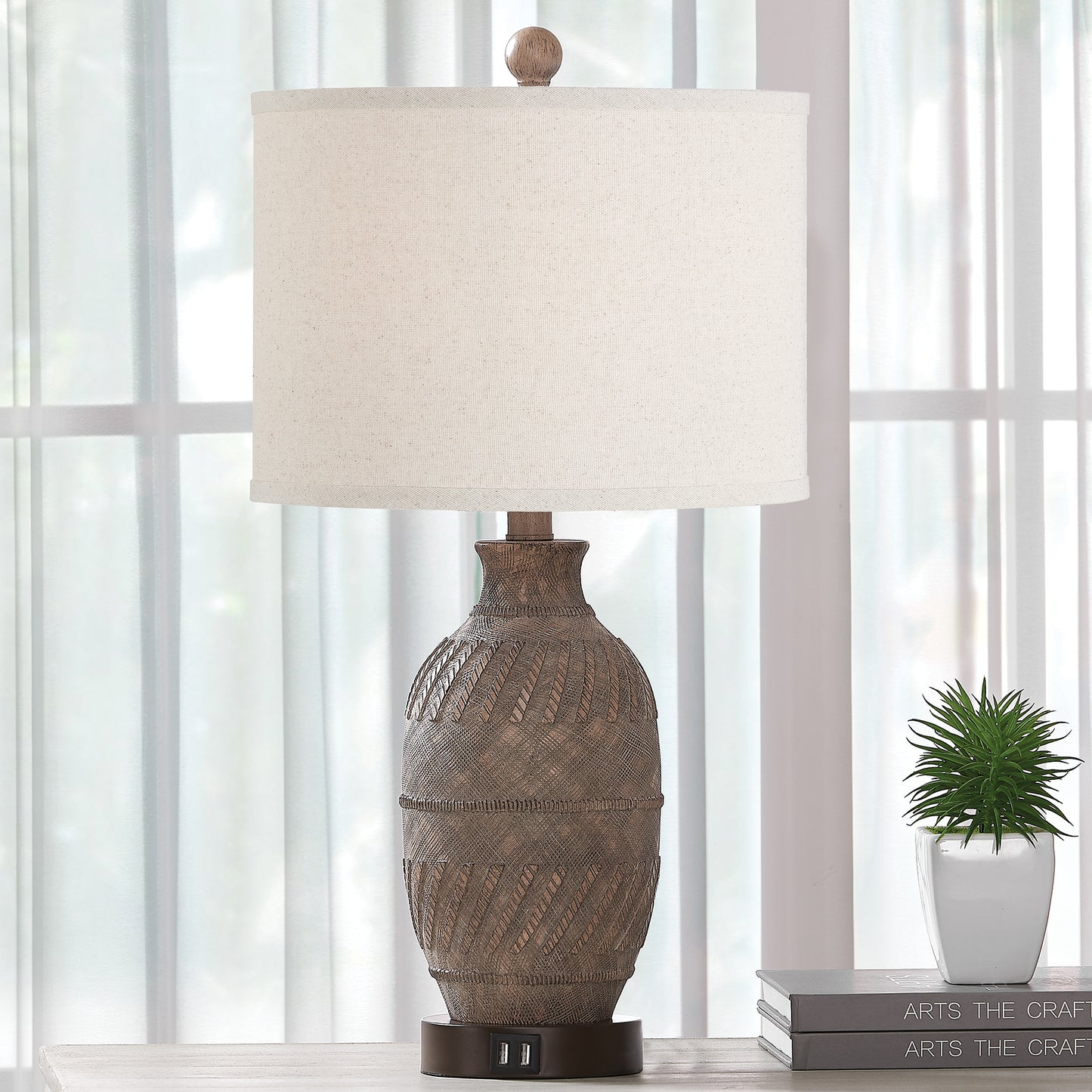 Dual USB Ports IlluminatePro Touch-Control Table Lamp