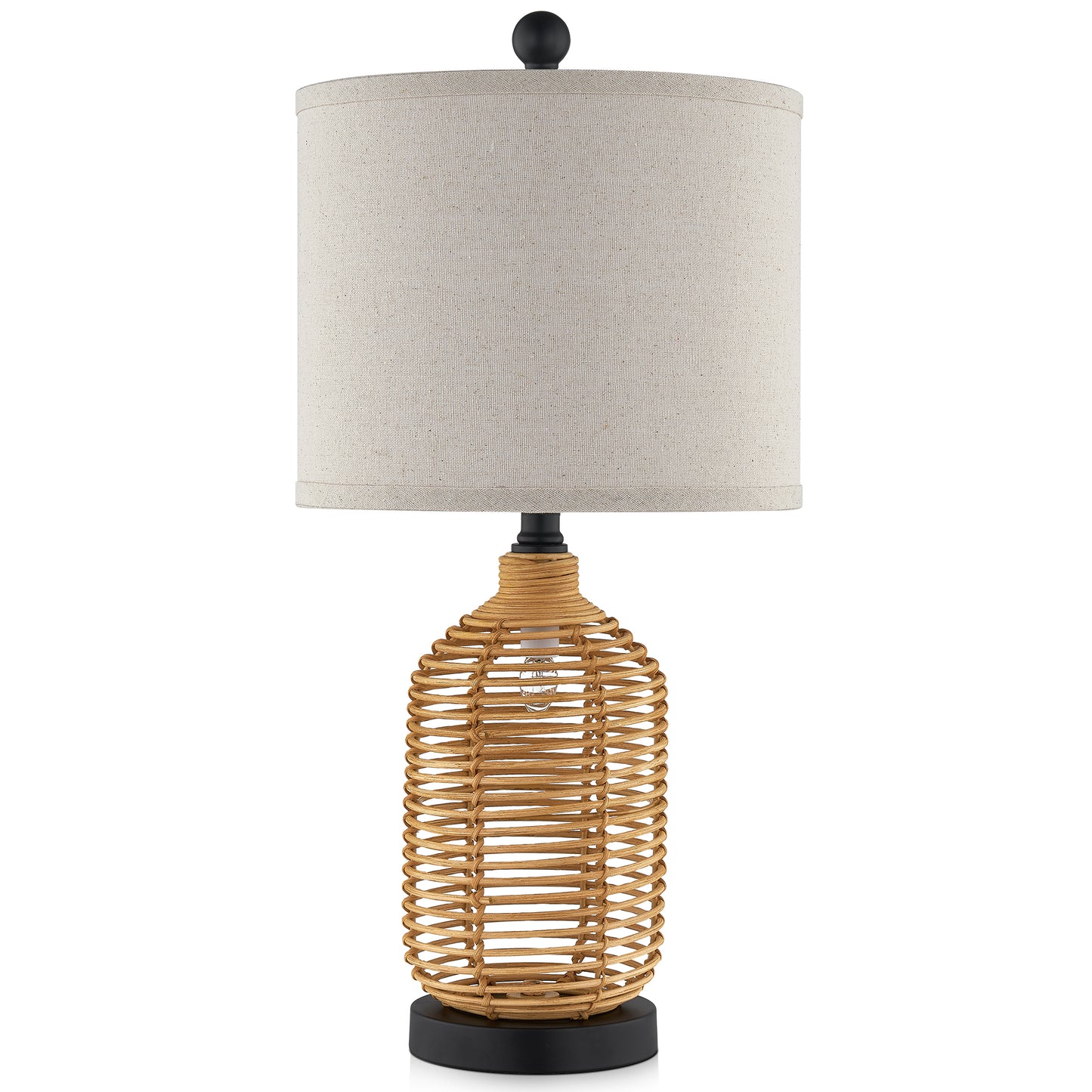 Twinset Versatile Rattan Table Lamp with 3-Way Rotary Switch & Dual Lighting Modes