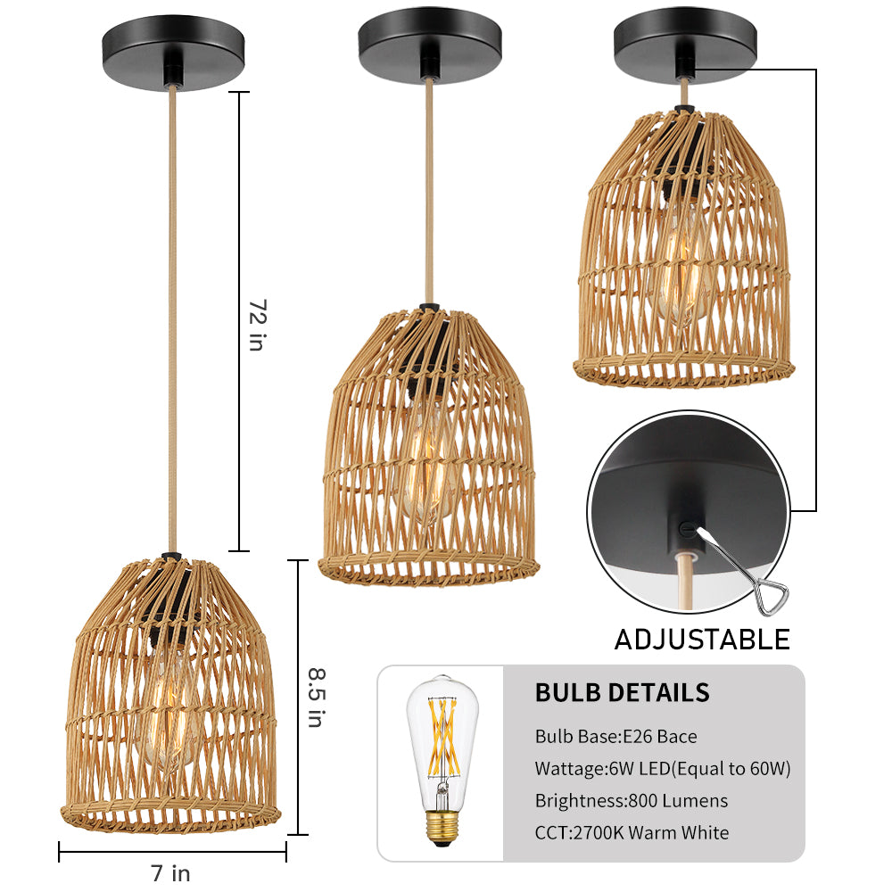 Adjustable Pendant Lamp with LED Bulb