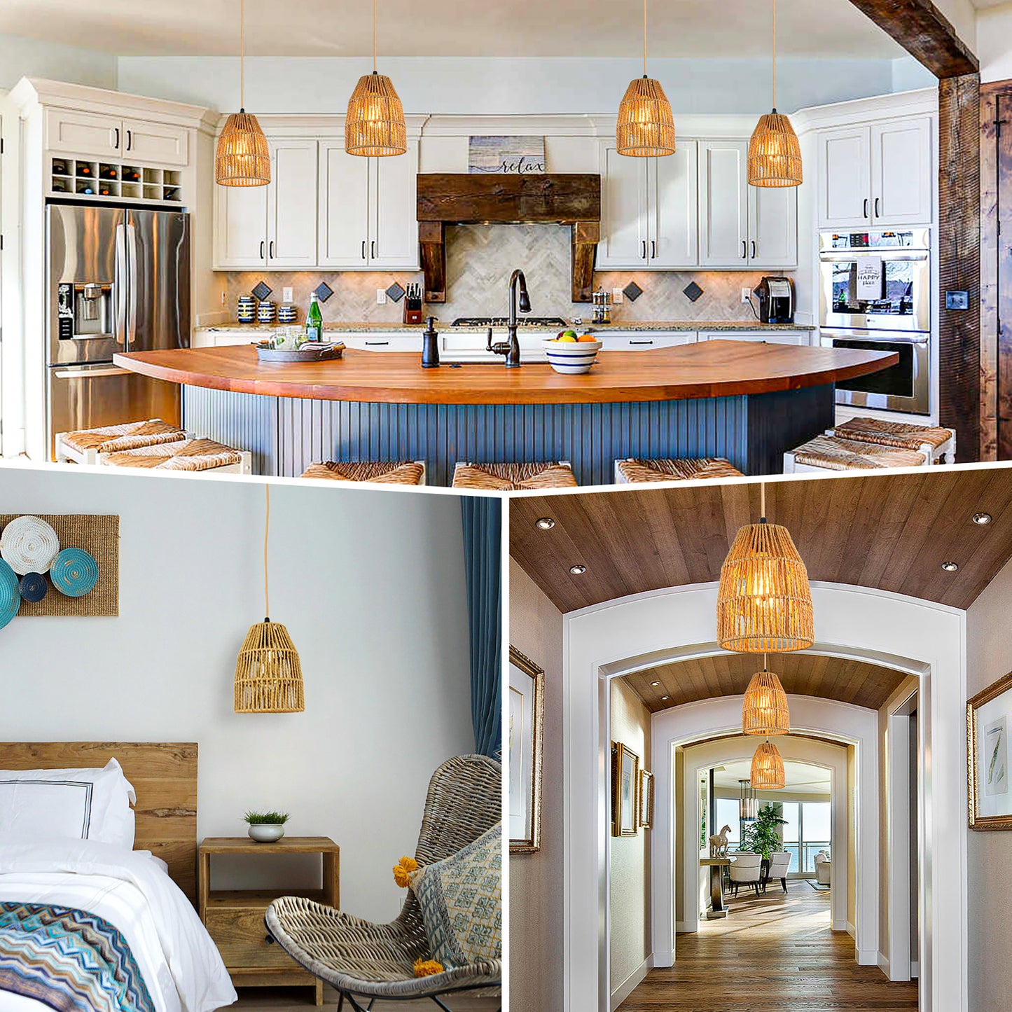 Cone Pendant Lamp with Rattan Lampshade and Frame Natural Elegance for Your Space