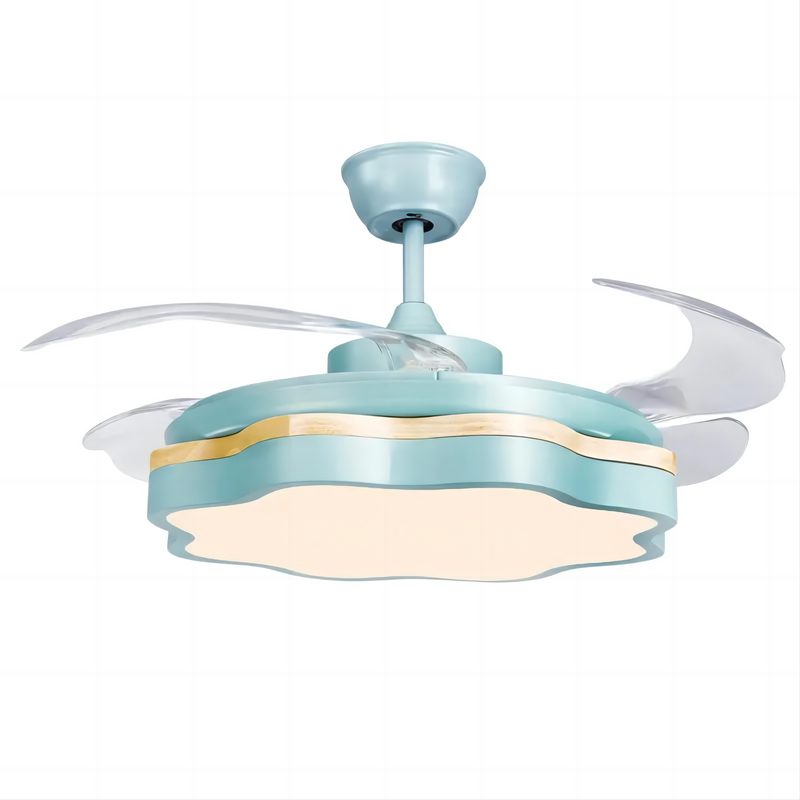 Fancy Colorful Ceiling Fan 42 Inch Retractable Blades Chandelier Ceiling Fan Light High Speed Energy Saving Led Ceiling Fan