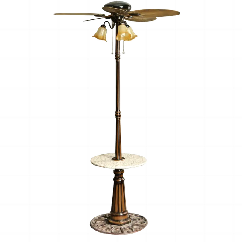 Chinese Style Waterproof Courtyard Stand Fan Outdoor Fan with Light and Pull Chain Control