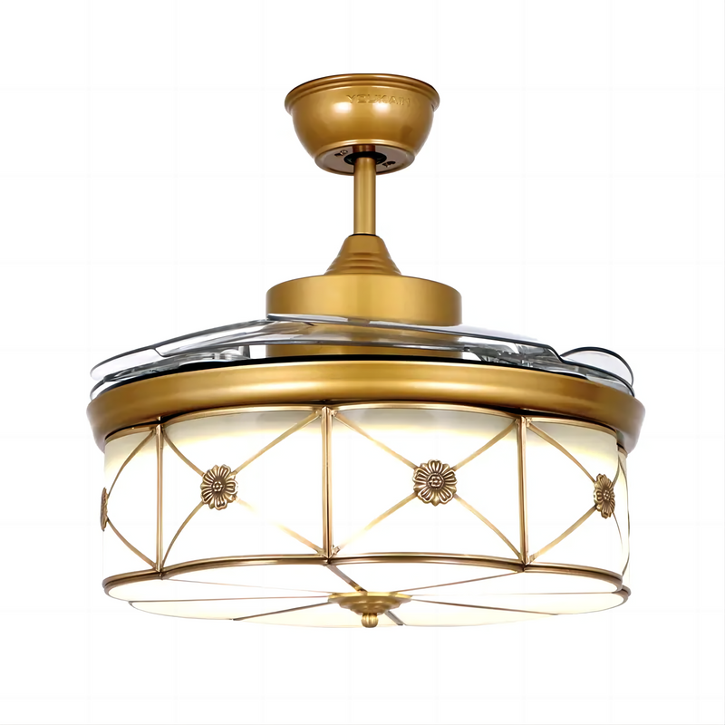Crystal Ceiling Fan with Retractable Blades and Light Decorative DC Motor Led Ceiling Fans