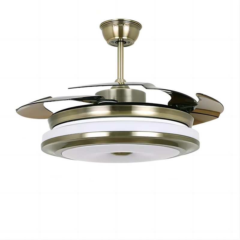 Simple Luxury Home Decor Silent Design Invisible Chandelier Fan Modern Gold Ceiling Fan with Light