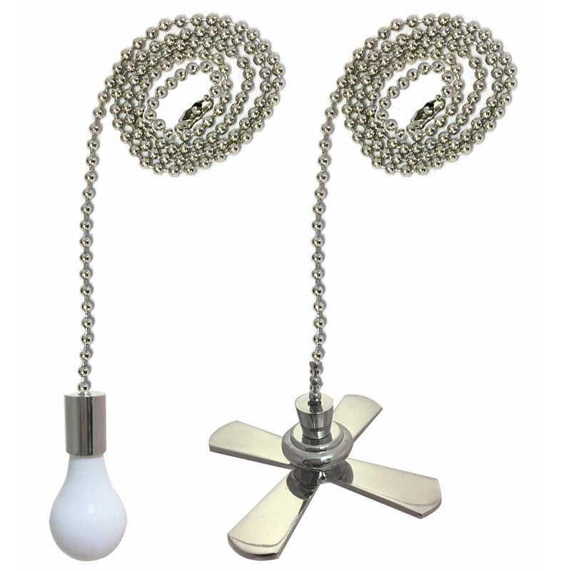 2 Piece Fan and Light Bulb Shaped Ceiling Fan Pull Chain Set