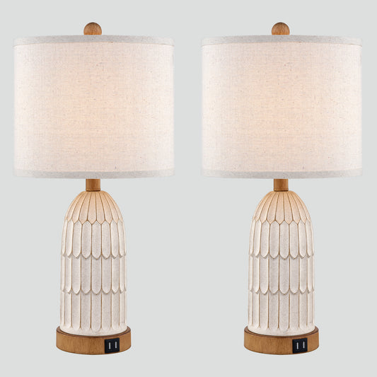 Cinkeda Resin Church Dome Style Table Lamp + USB Charging Ports + Touch Switch