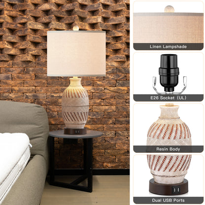 Cinkeda Twinset Bohemia Resin Carving Table Lamp