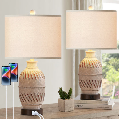 Cinkeda Twinset Bohemia Resin Carving Table Lamp