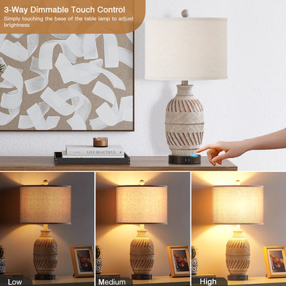 Cinkeda Twinset Bohemia Resin Carving Table Lamp