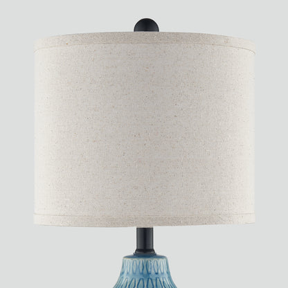 Cinkeda Twinset Blue Glossy Ceramic Table Lamps