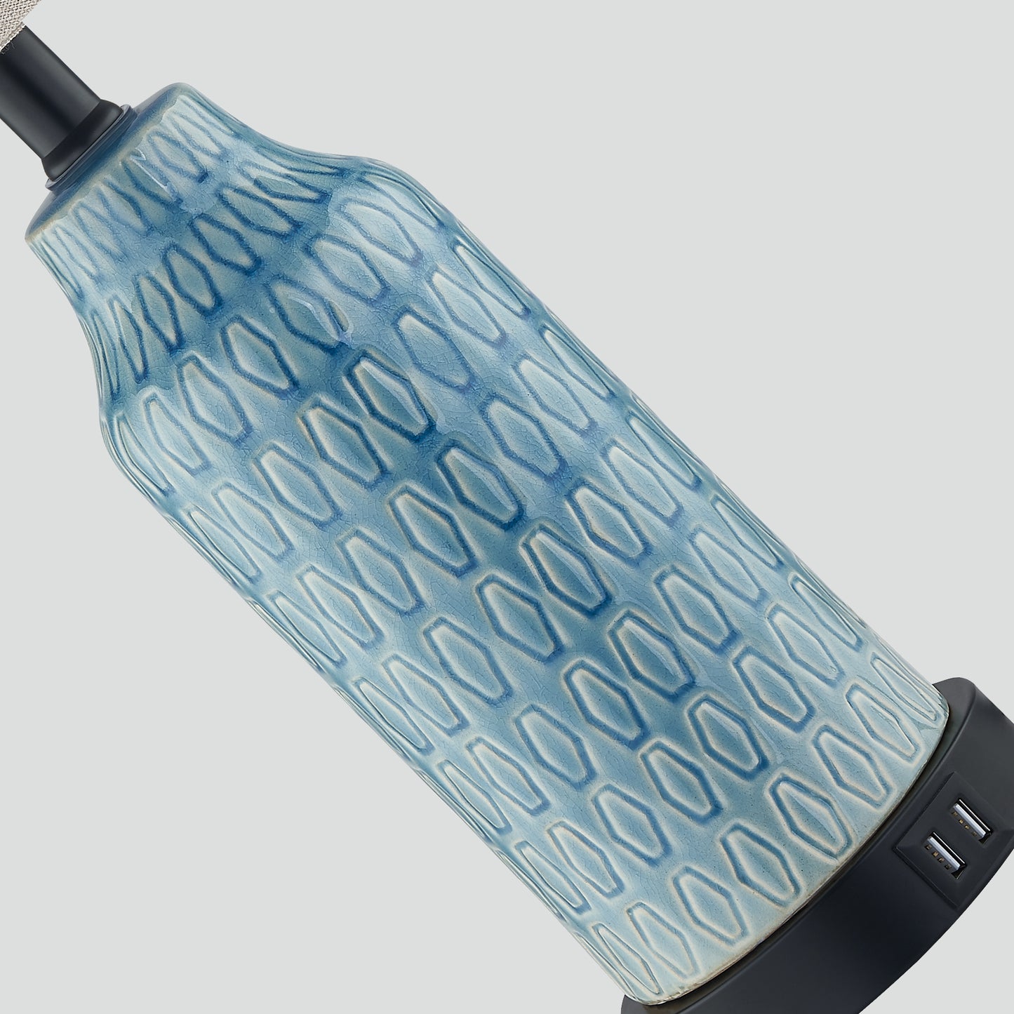 Cinkeda Twinset Blue Glossy Ceramic Table Lamps