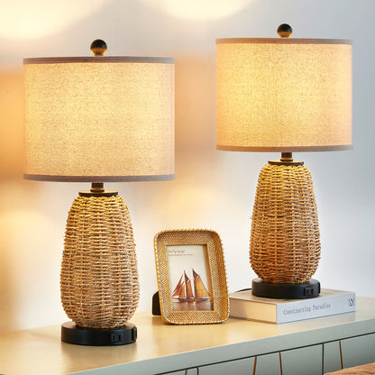 Twinset Table Lamps & Elegant Design & Dual USB Charging, Dimmable Lighting & Touch Control Switch