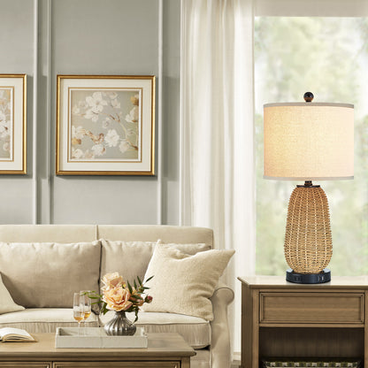 Twinset Table Lamps & Elegant Design & Dual USB Charging, Dimmable Lighting & Touch Control Switch