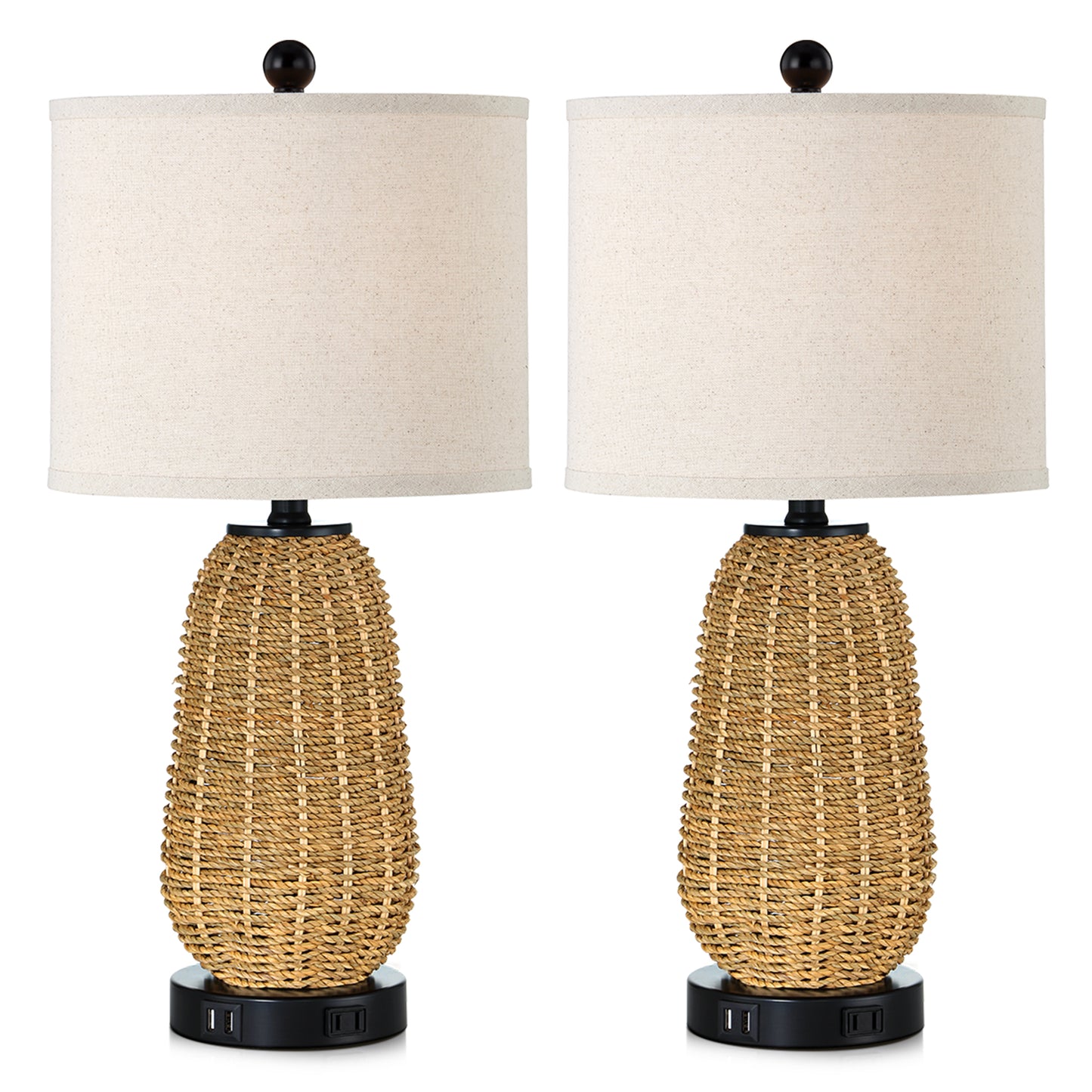 Twinset Table Lamps & Elegant Design & Dual USB Charging, Dimmable Lighting & Touch Control Switch
