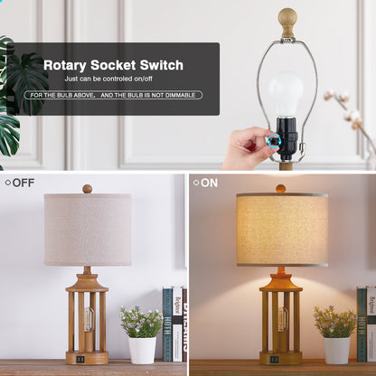 Twinset Treeshape Versatile Table Lamp with Special Nightlight & Dual USB Charging Ports & 3-level Dimming Switch