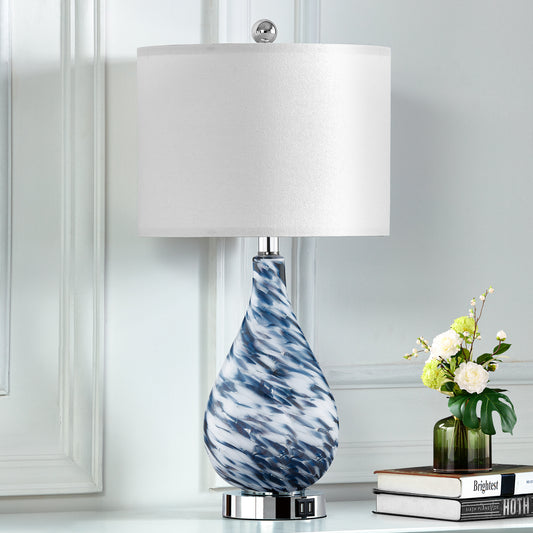 Blue Table Lamp Elegance & Convenience & USB Charging Convenience & Support Versatile Dimming