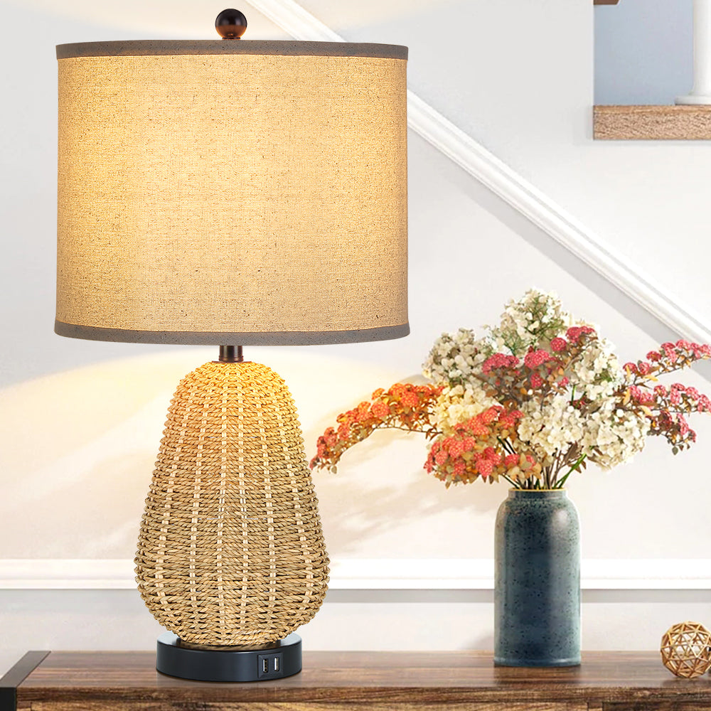 Touch Control Table Lamps with USB Ports and LED Bulb