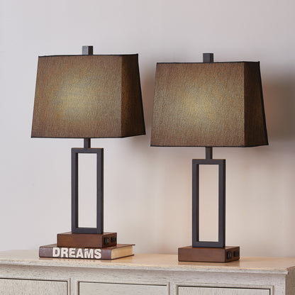 Twinset Table Lamps with 3-level Adjustment & USB Power Socket & AC Power Socket