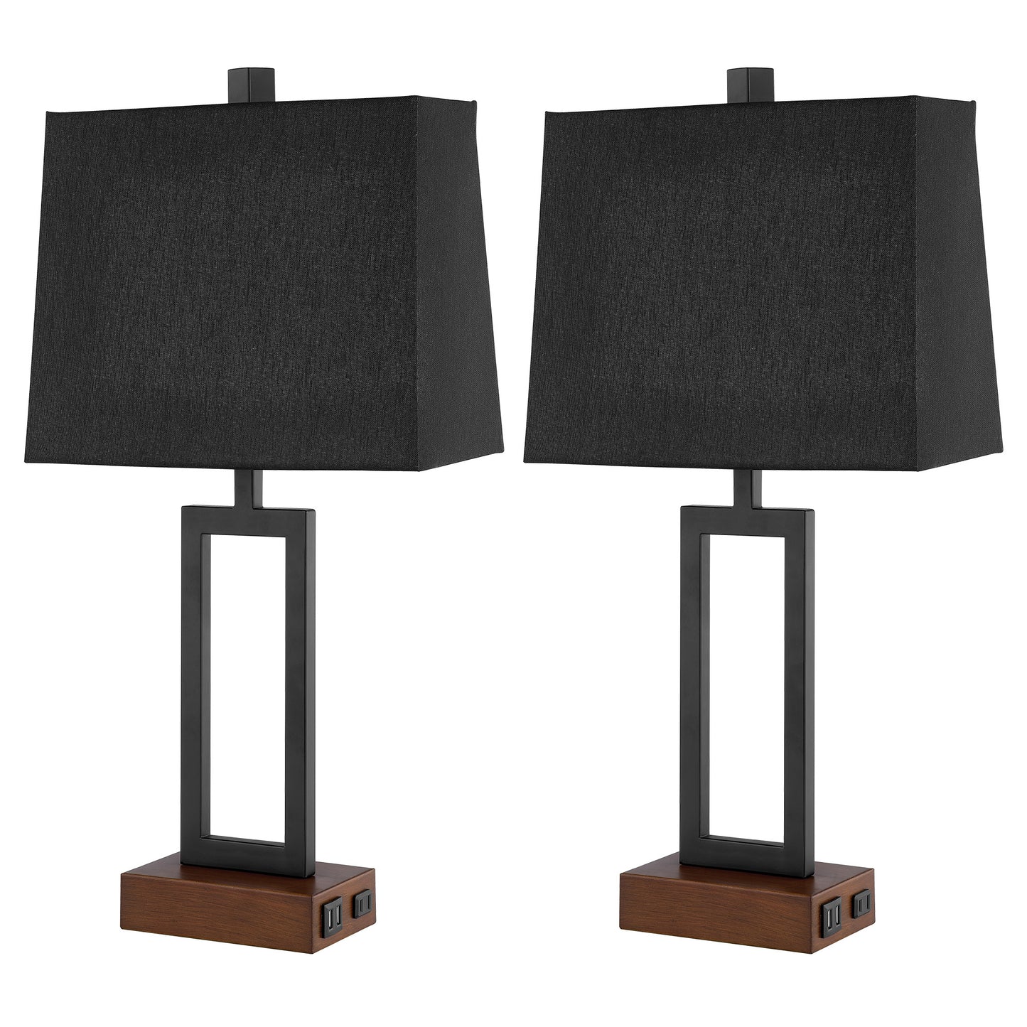 Twinset Table Lamps with 3-level Adjustment & USB Power Socket & AC Power Socket