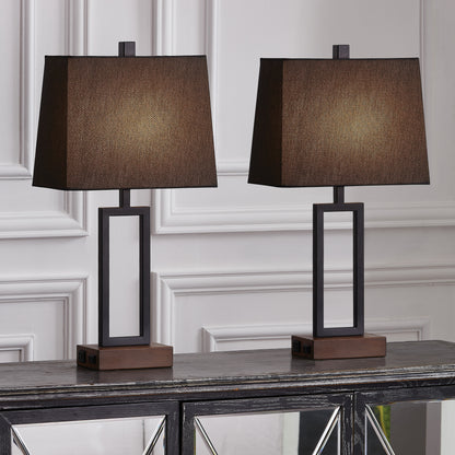 Twinset Table Lamps with 3-level Adjustment & USB Power Socket & AC Power Socket