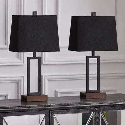 Twinset Table Lamps with 3-level Adjustment & USB Power Socket & AC Power Socket