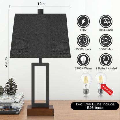 Twinset Table Lamps with 3-level Adjustment & USB Power Socket & AC Power Socket