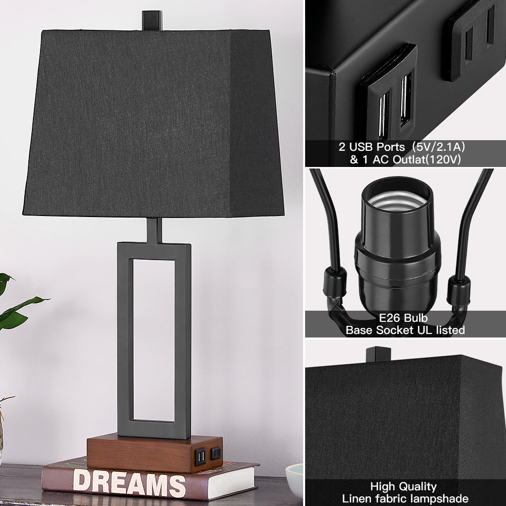 Twinset Table Lamps with 3-level Adjustment & USB Power Socket & AC Power Socket