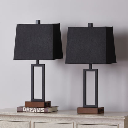 Twinset Table Lamps with 3-level Adjustment & USB Power Socket & AC Power Socket