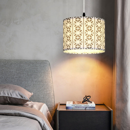 Drum-Shaped Pendant Light with Adjustable Length, Multi-Directional Illumination, and Dimming