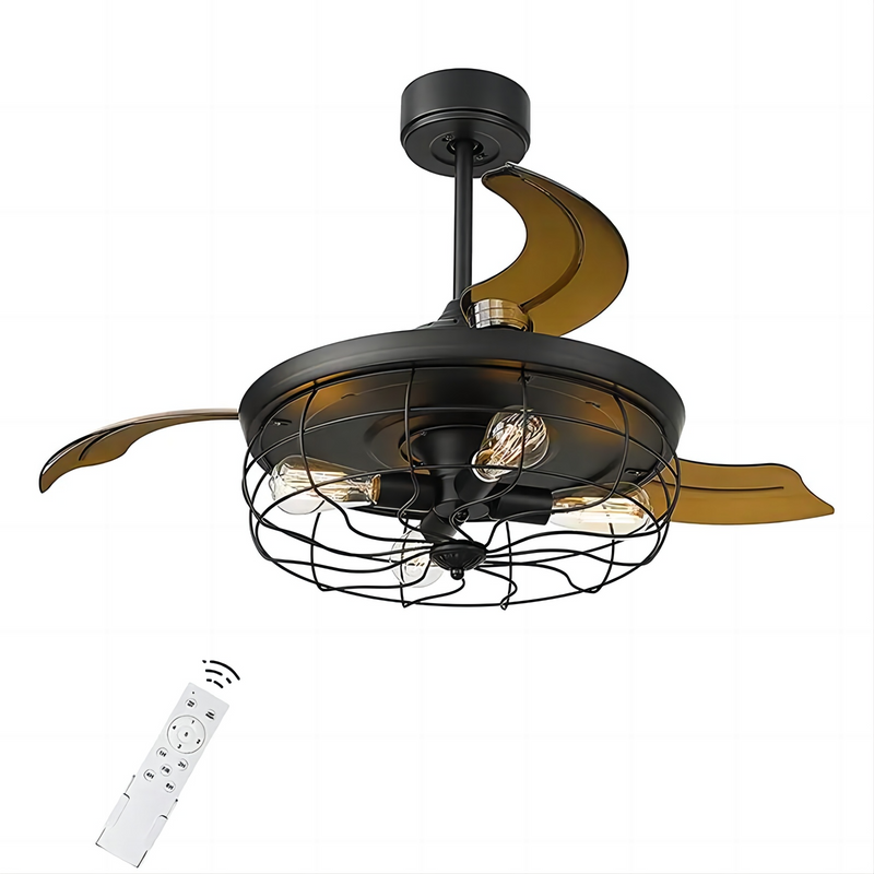 Luxury Decorative 42 Inch Industrial Chandelier Fan Ceiling Fan Light Energy Saving Invisible Ceiling Fan Light for Bedroom