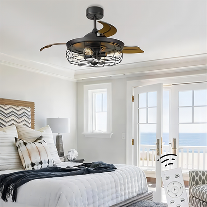 Luxury Decorative 42 Inch Industrial Chandelier Fan Ceiling Fan Light Energy Saving Invisible Ceiling Fan Light for Bedroom