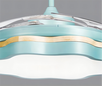 Fancy Colorful Ceiling Fan 42 Inch Retractable Blades Chandelier Ceiling Fan Light High Speed Energy Saving Led Ceiling Fan
