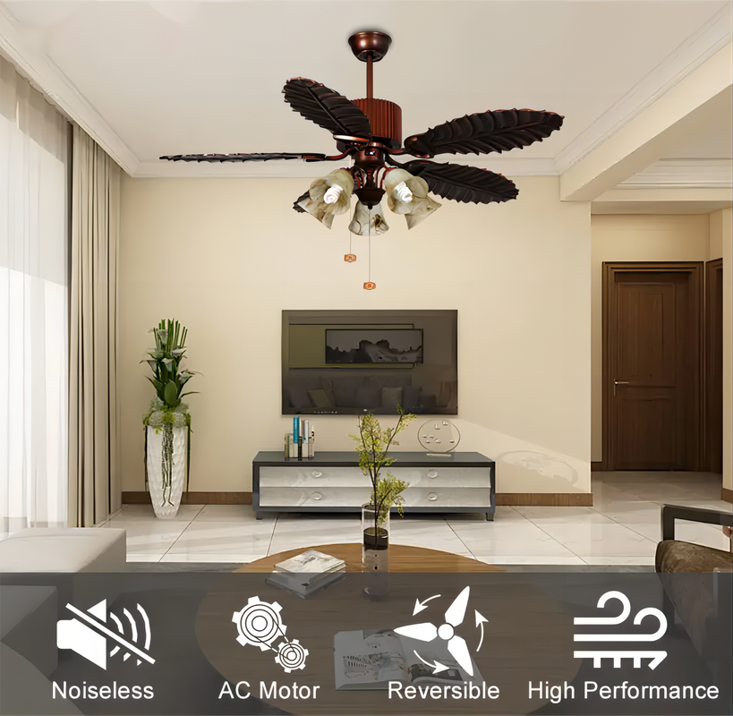 Home Appliances Modern Loft Style Ceiling Fan Decorative Five Special Blades Pull Chain Control Ceiling Fan with Five Lamp